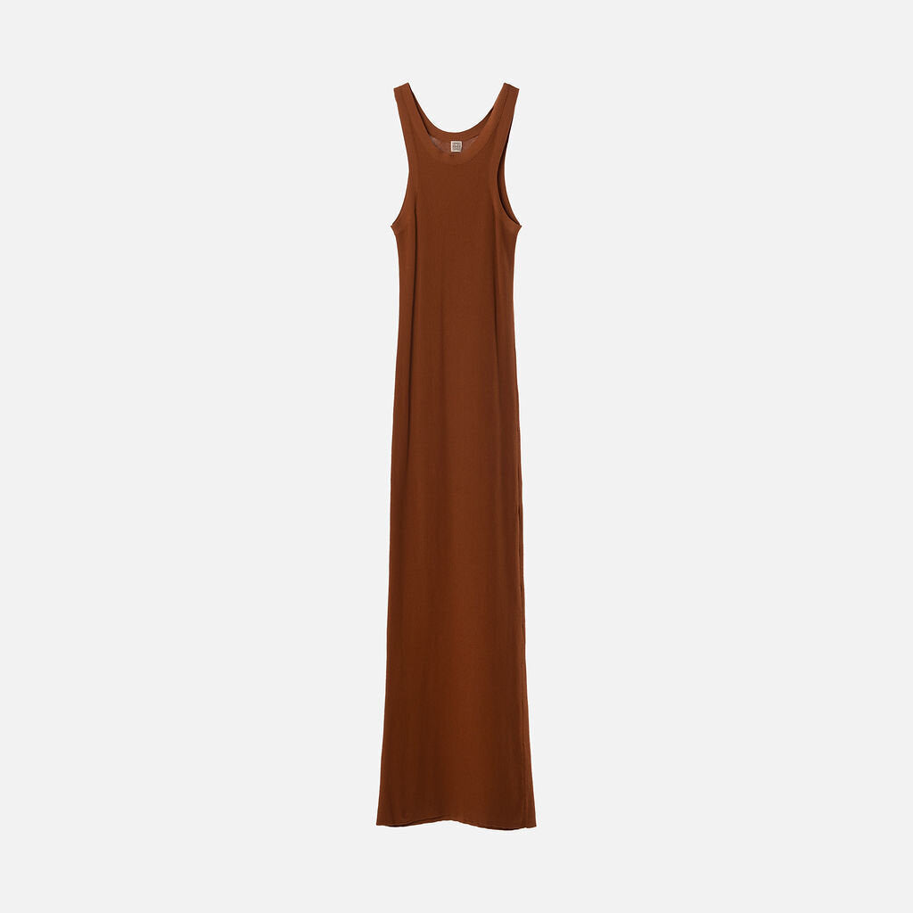Toteme Brown Rayon Ribbed Tank Dress