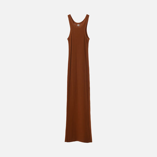 Toteme Brown Rayon Ribbed Tank Dress