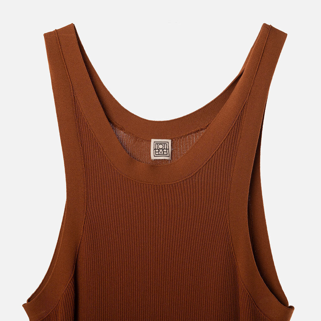 Toteme Brown Rayon Ribbed Tank Dress