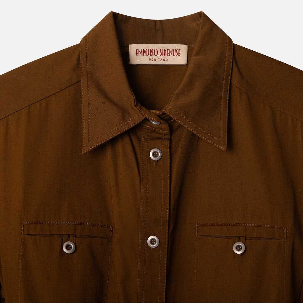 Emporio Sirenuse Olive Cotton Belted Shirt Dress