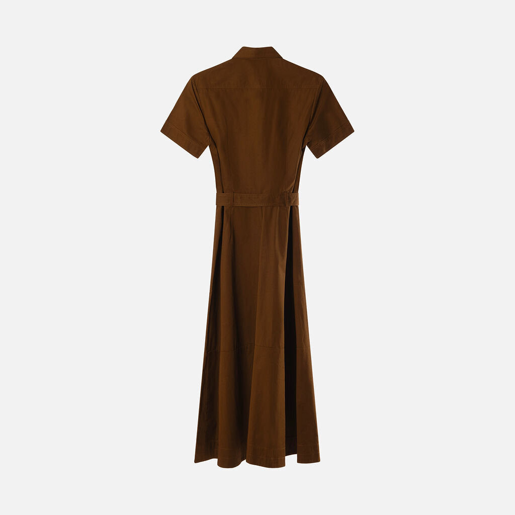 Emporio Sirenuse Olive Cotton Belted Shirt Dress