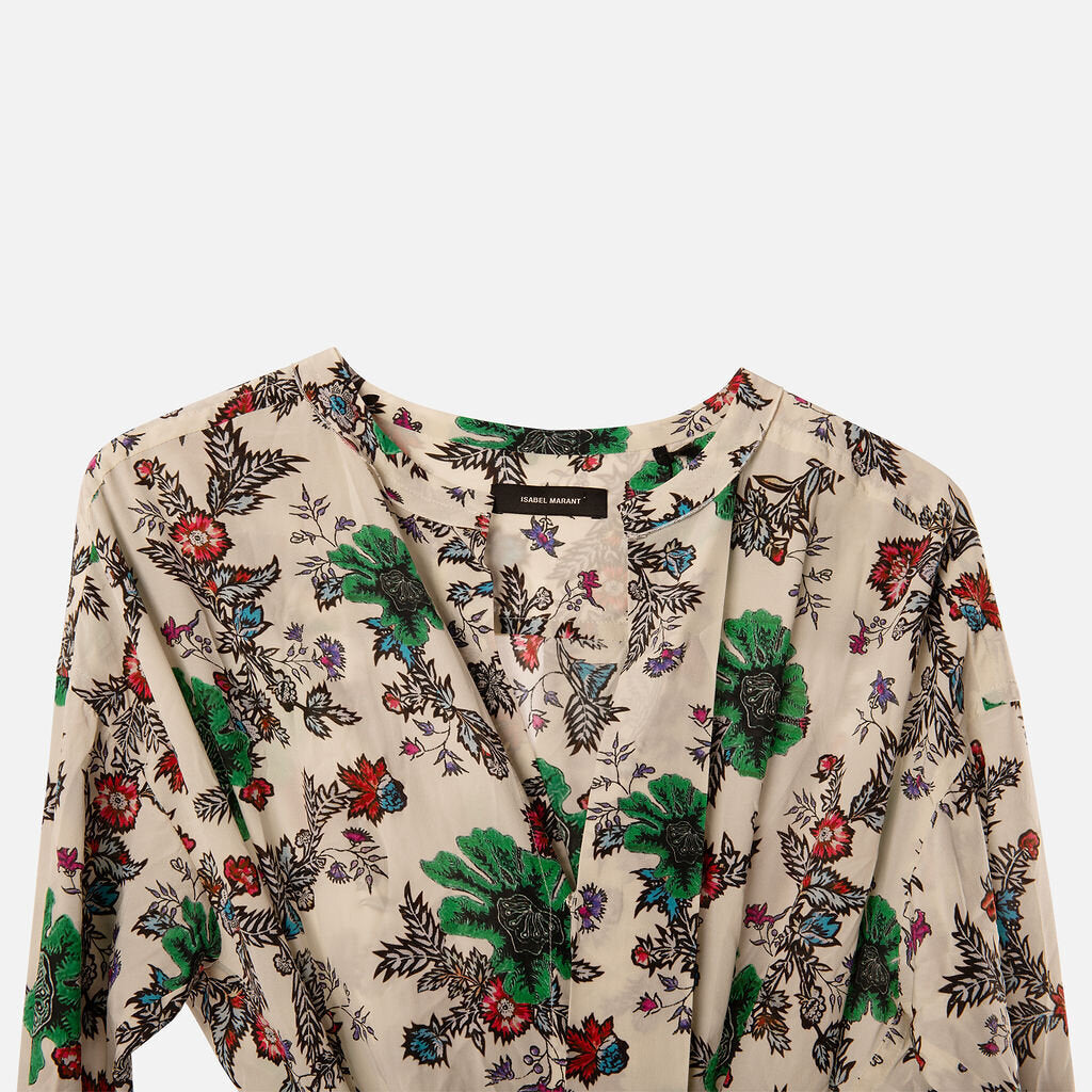 Isabel Marant White Floral Midi Belted Silk Dress