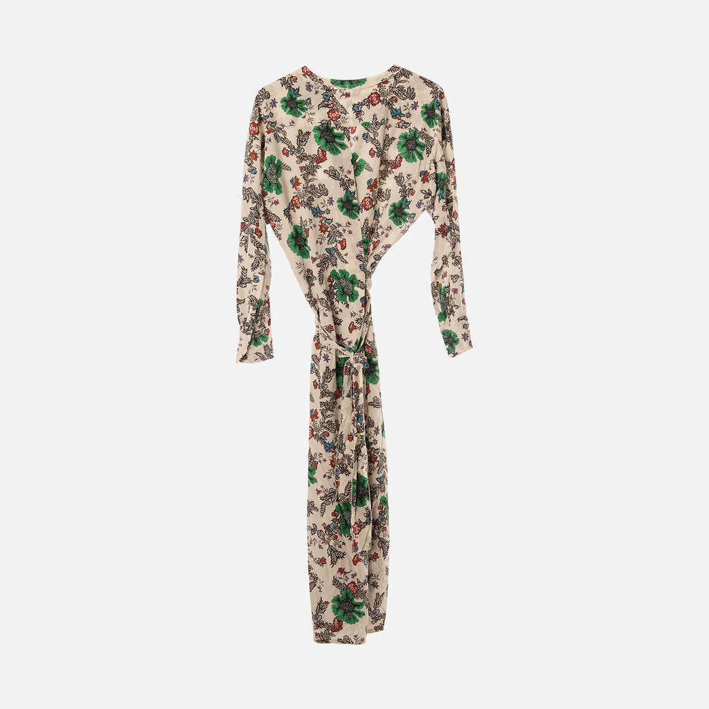 Isabel Marant White Floral Midi Belted Silk Dress