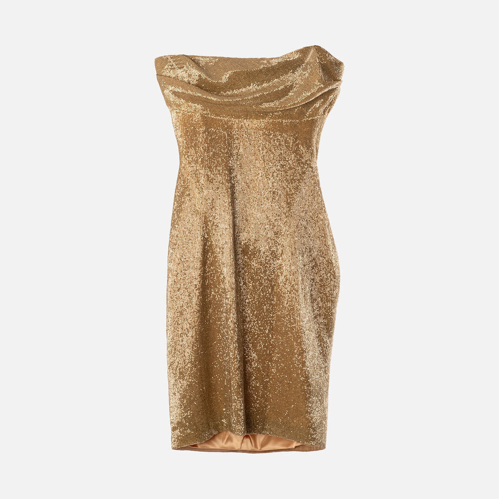 Wiederhoeft Gold Beaded Corset Mini Dress