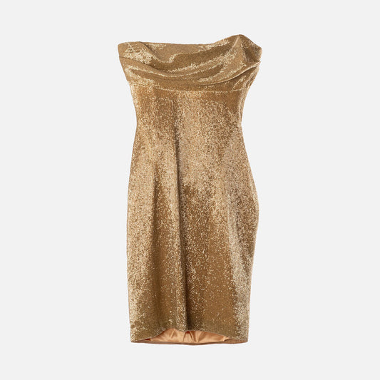 Wiederhoeft Gold Beaded Corset Mini Dress
