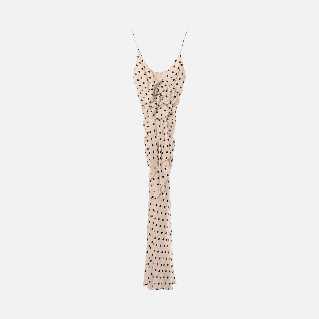Balmain White & Black Polkadot Rose Gown (2024)