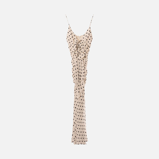 Balmain White & Black Polkadot Rose Gown (2024)