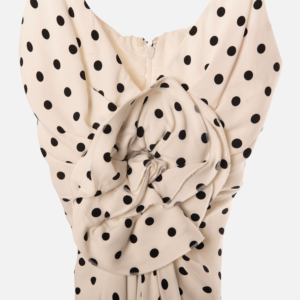 Balmain White & Black Polkadot Rose Gown (2024)