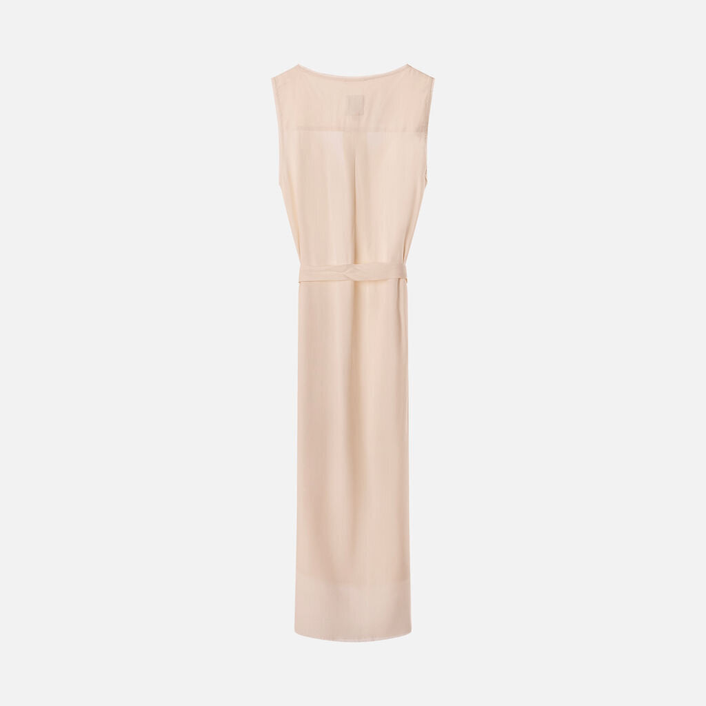 Go Silk Ivory Silk Belted Dress