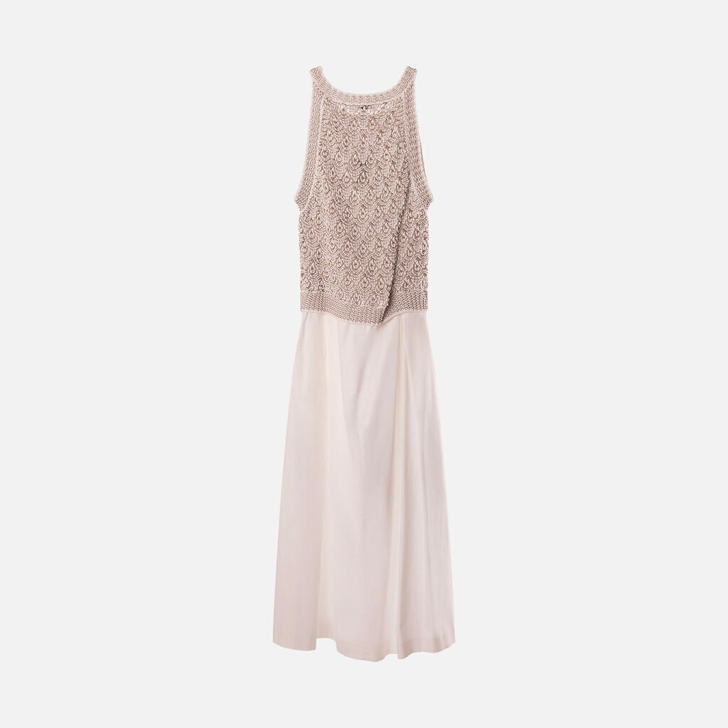 Peserico White Cotton Crochet Midi Dress