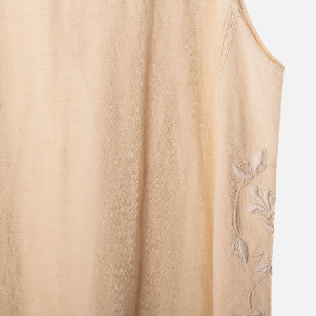 Eskandar Beige Linen Embroidered Dress