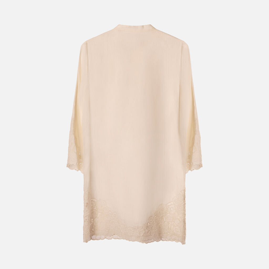 Doen White Linen Embroidered Dress