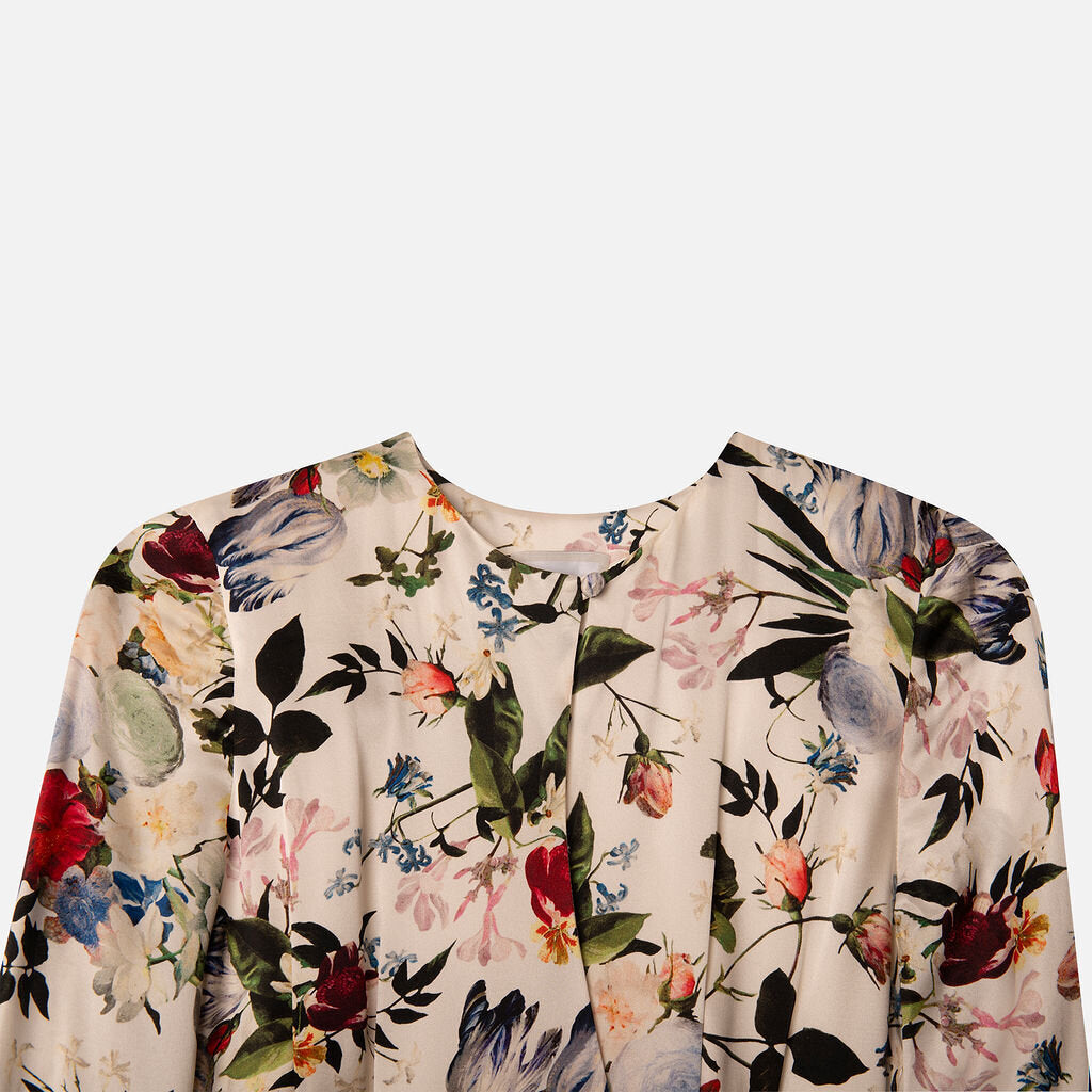 Erdem White Silk Floral Ruffle Dress