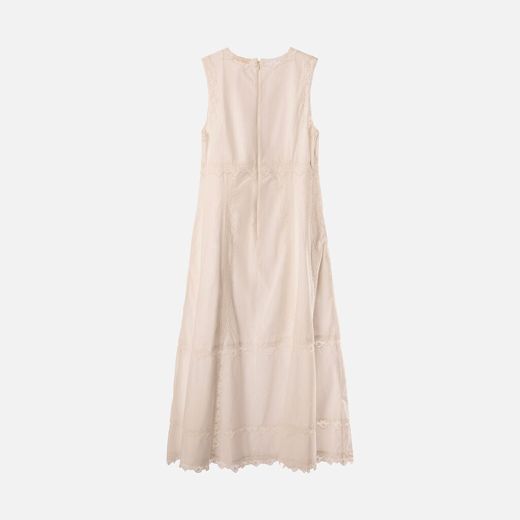 Ulla Johnson White Cotton Embroidered Lace Trim Midi Dress