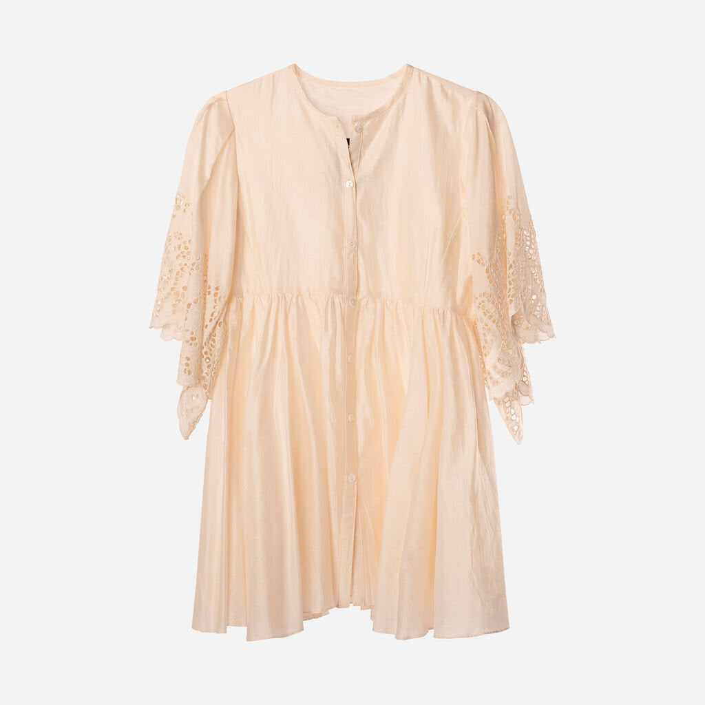 White Cotton & Silk Dress