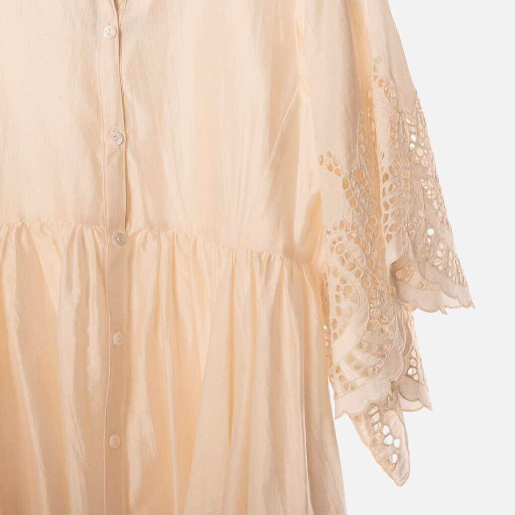 White Cotton & Silk Dress