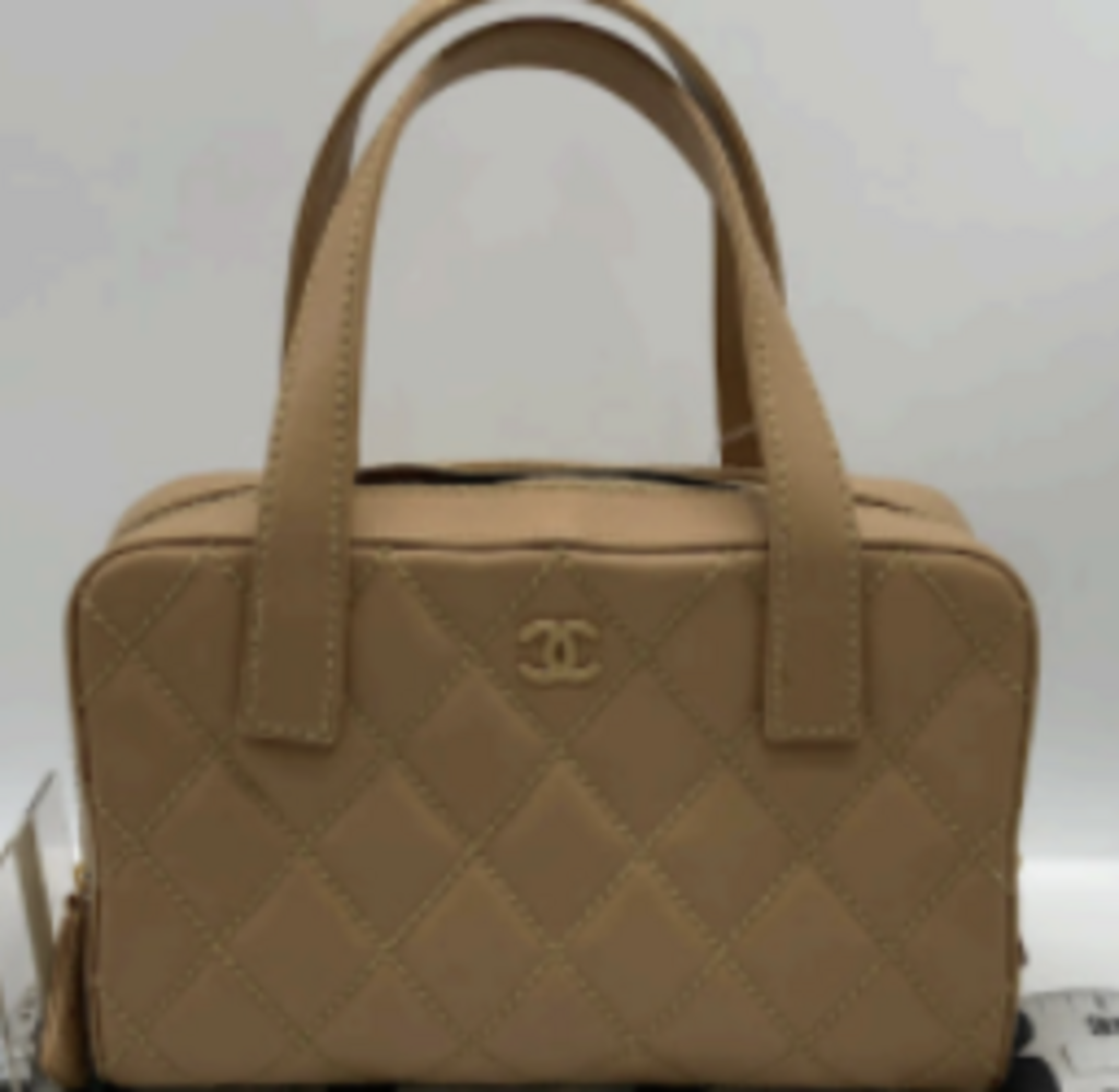 Tan Quilted Boston Bag
