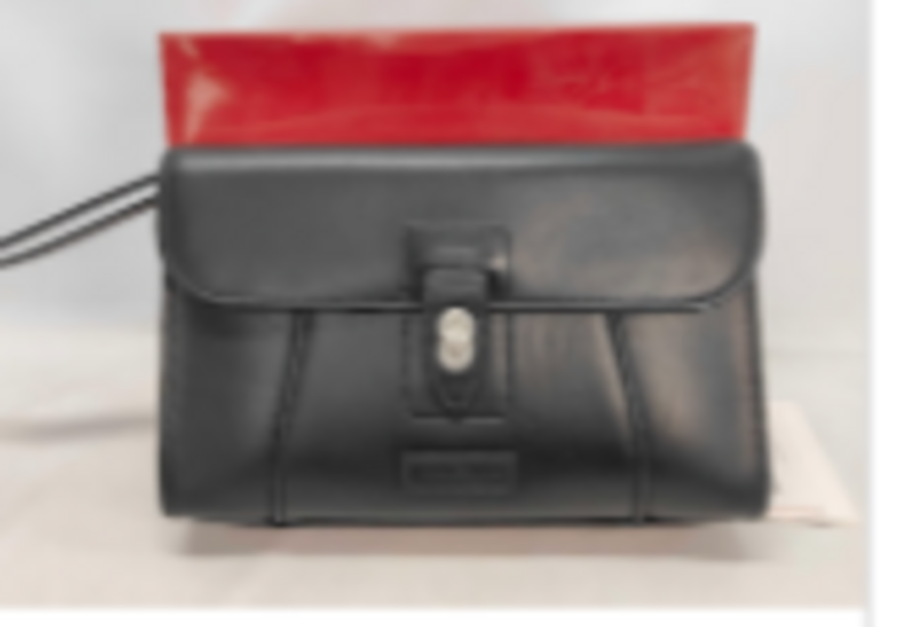 Black Leather Turnlock Shoulder Bag