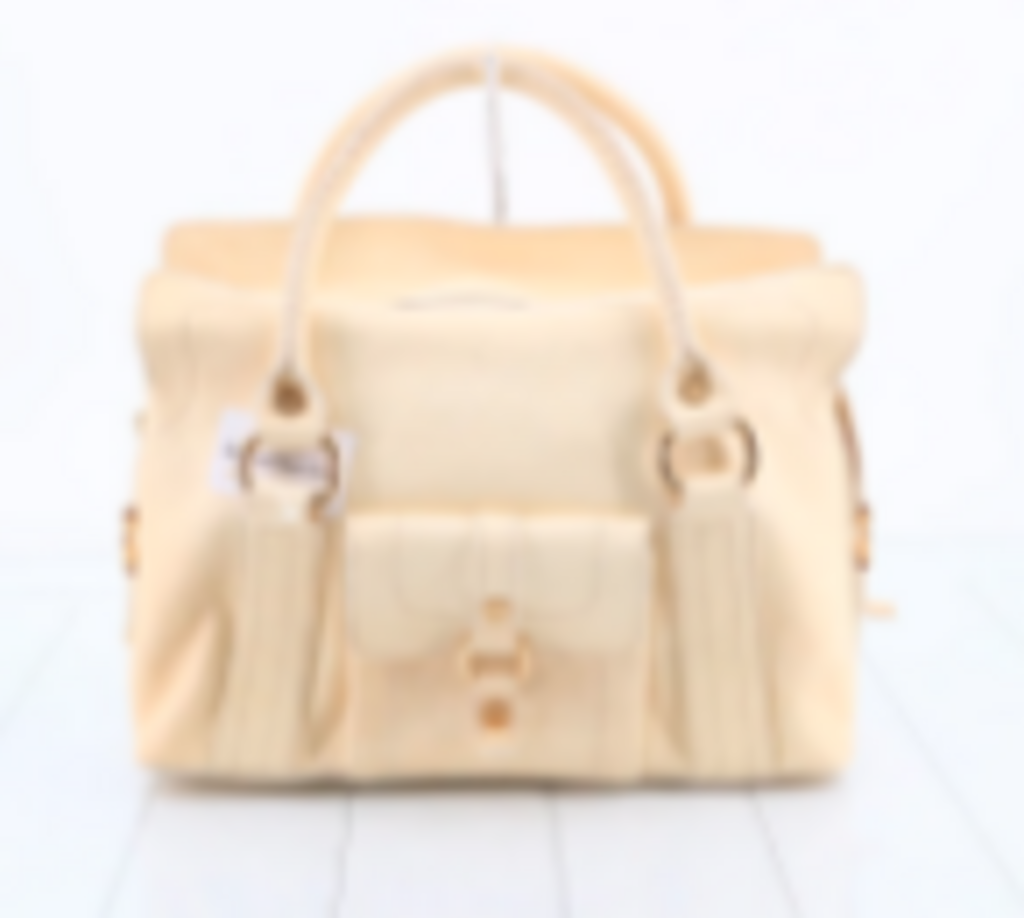 Cream Leather Buckle Top Handle Bag