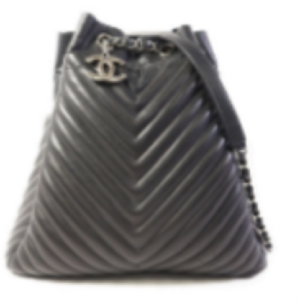 Black Chevron Leather Drawstring Shoulder Bag