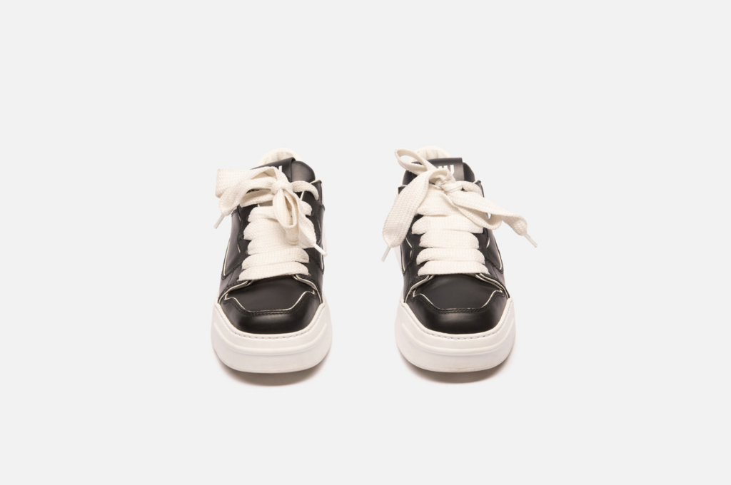 Miu Miu Black Leather Platform Sneakers
