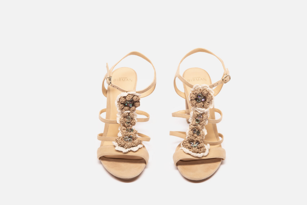 Alexandre Birman Beige Crochet Beaded Sandal