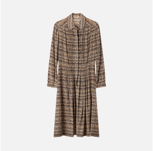 Hermes Blue Printed Collared Dress