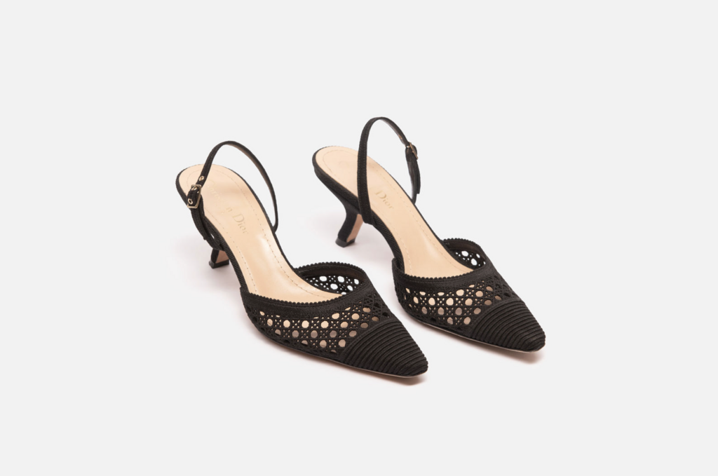 Christain Dior Black Fabric Cannage Heels