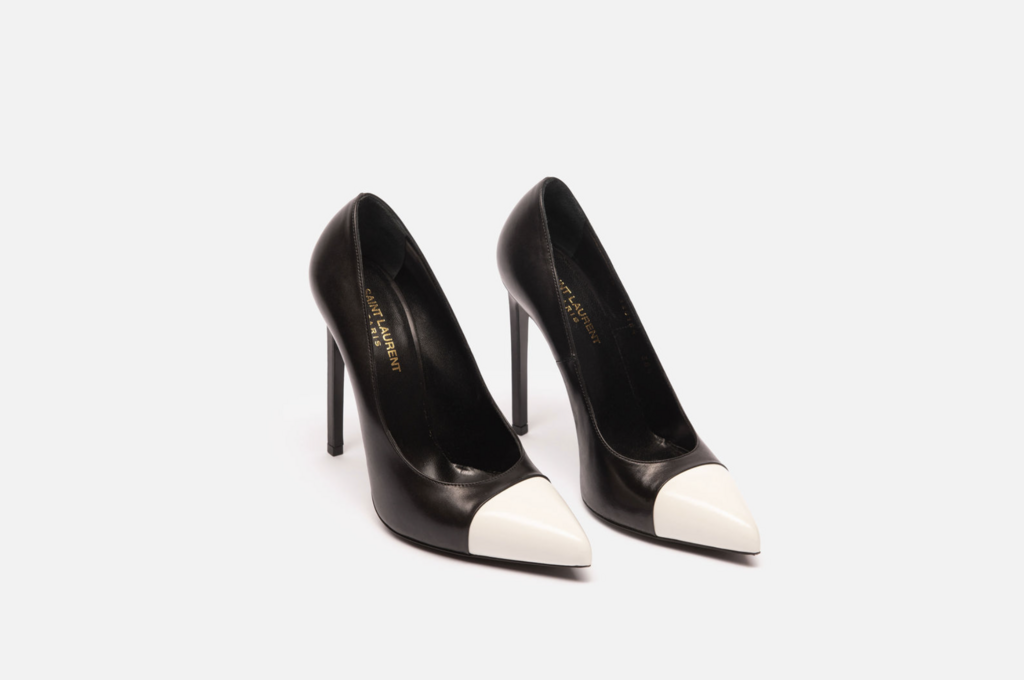 Saint Laurent Black Leather Cap Toe Pumps
