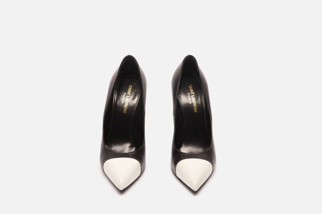 Saint Laurent Black Leather Cap Toe Pumps
