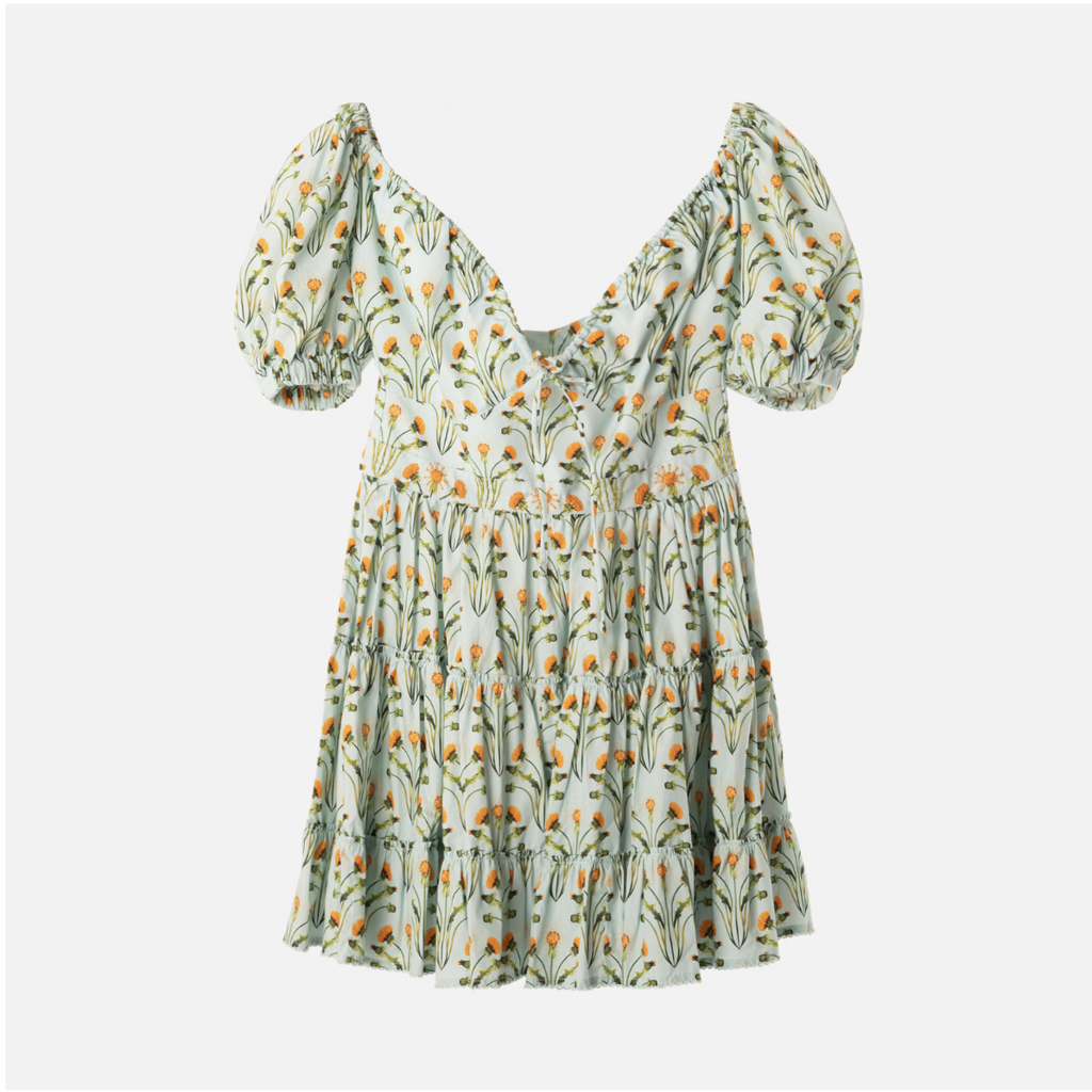 Agua Bendita Blue/Multi Dandelion Cotton Mini Dress (NWT)