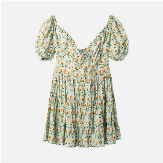 Agua Bendita Blue/Multi Dandelion Cotton Mini Dress (NWT)