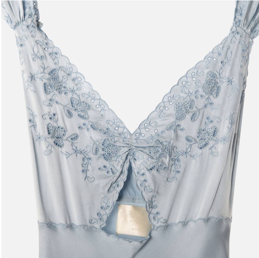 Doen Heirloom Light Blue Silk Maxi Dress