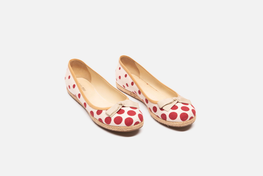 Miu Miu Red & White Polka Dot Ballerina Flats