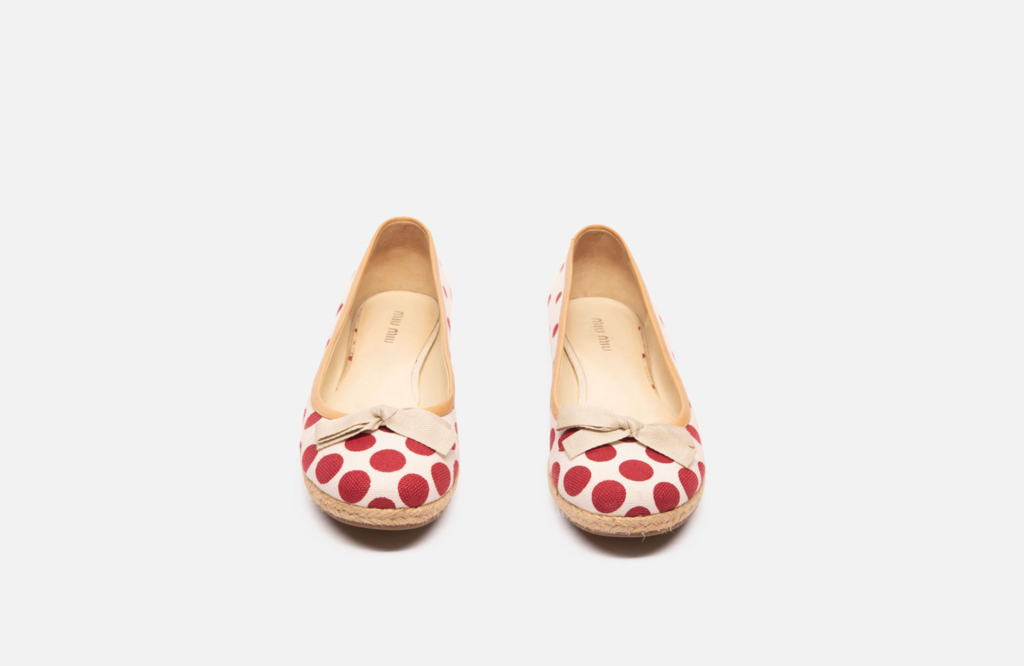 Miu Miu Red & White Polka Dot Ballerina Flats