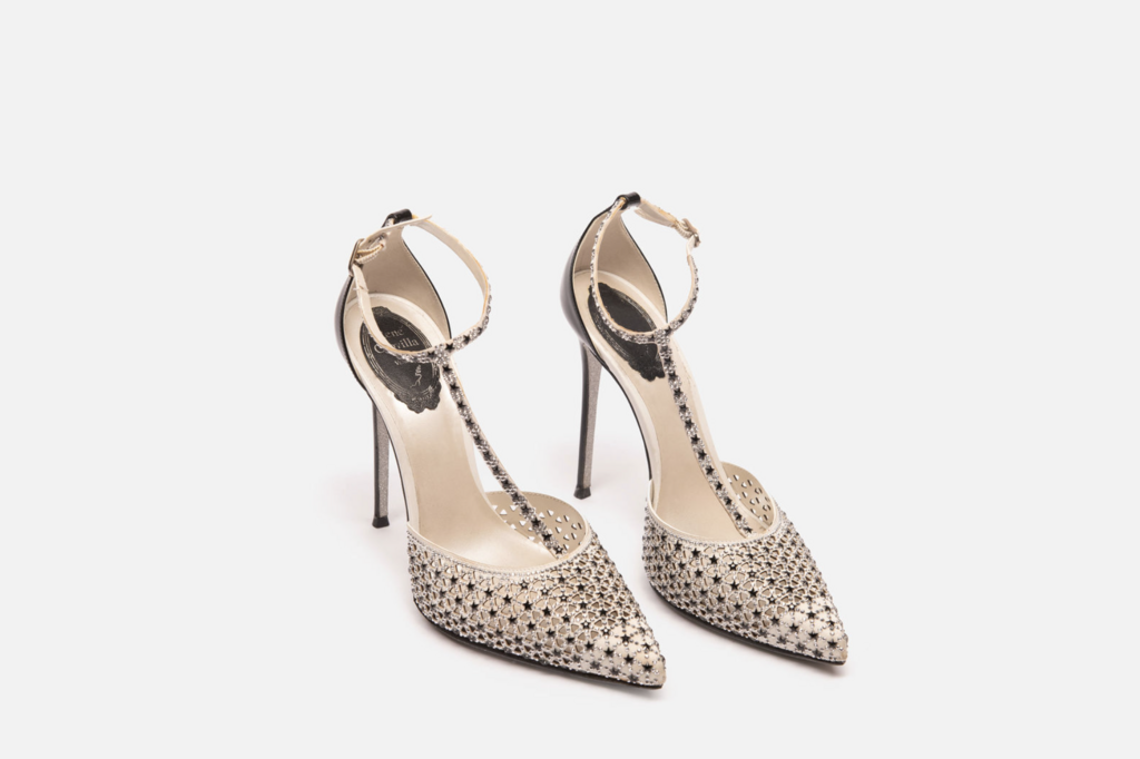 Renee Caovilla Silver & Black Rhinestone Pumps