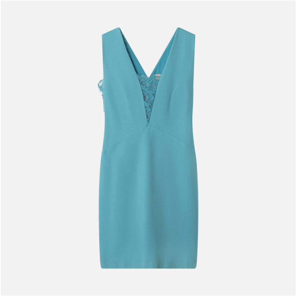 Emilio Pucci Blue Jersey Lace-Inset Dress