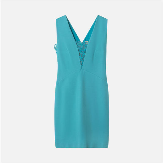 Emilio Pucci Blue Jersey Lace-Inset Dress
