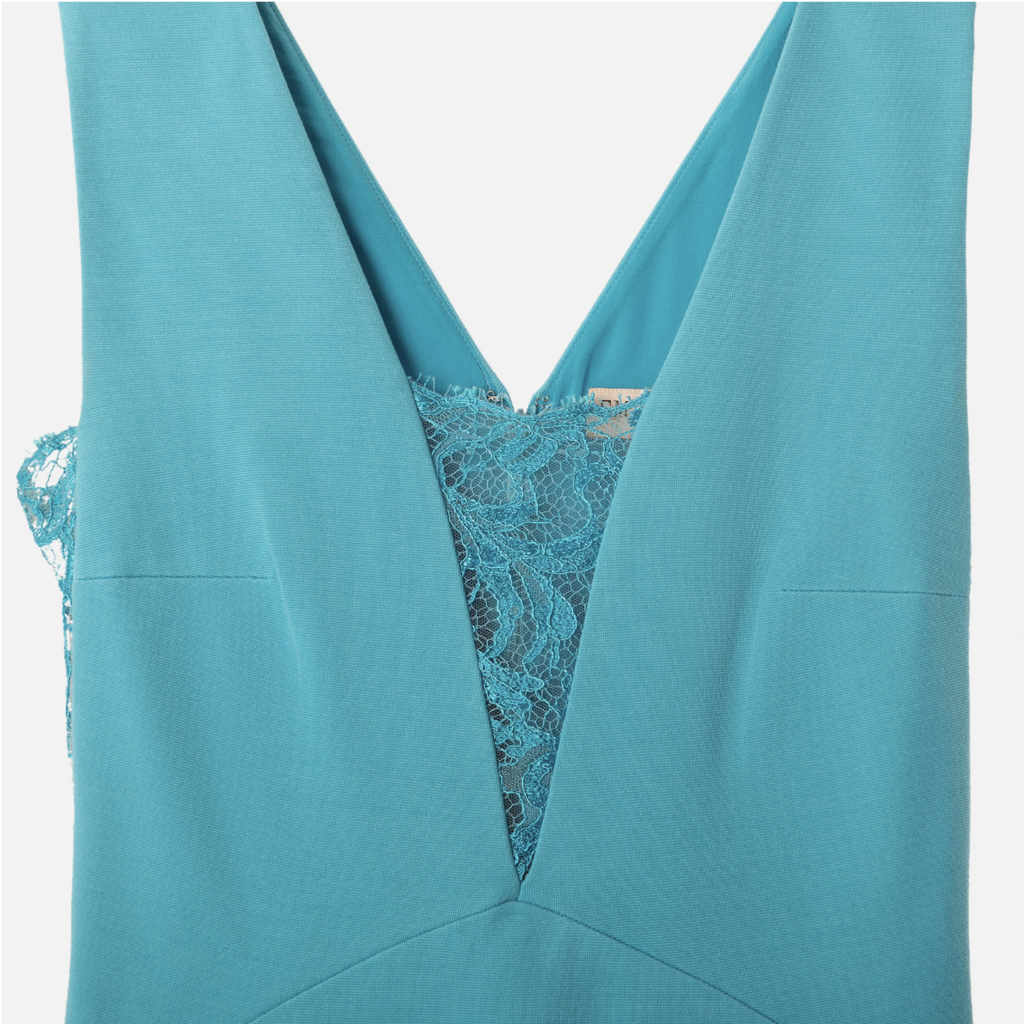 Emilio Pucci Blue Jersey Lace-Inset Dress