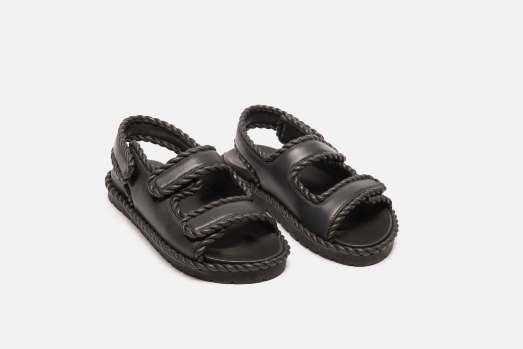 Bottega Veneta Grey Leather Jack Flat Sandal