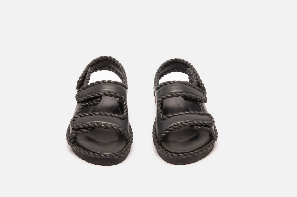 Bottega Veneta Grey Leather Jack Flat Sandal