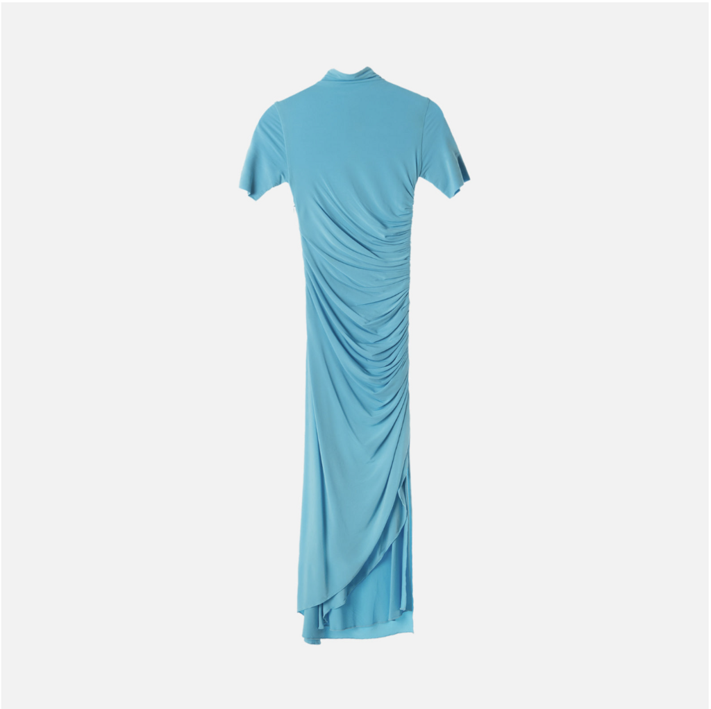 Alaia Blue Viscose Ruch Maxi Dress, 34