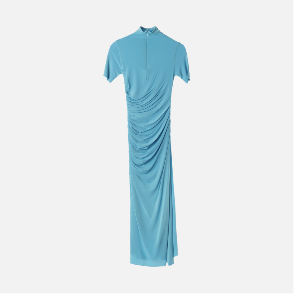 Alaia Blue Viscose Ruch Maxi Dress, 34