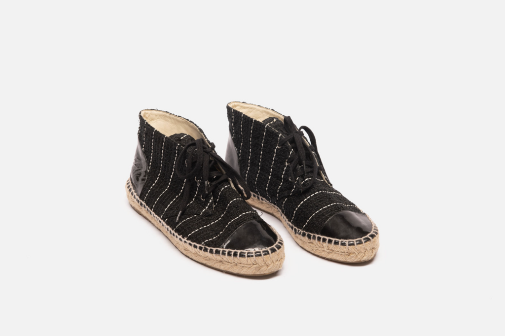 Chanel Black Tweed Espadrille High Tops