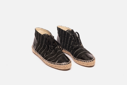 Chanel Black Tweed Espadrille High Tops