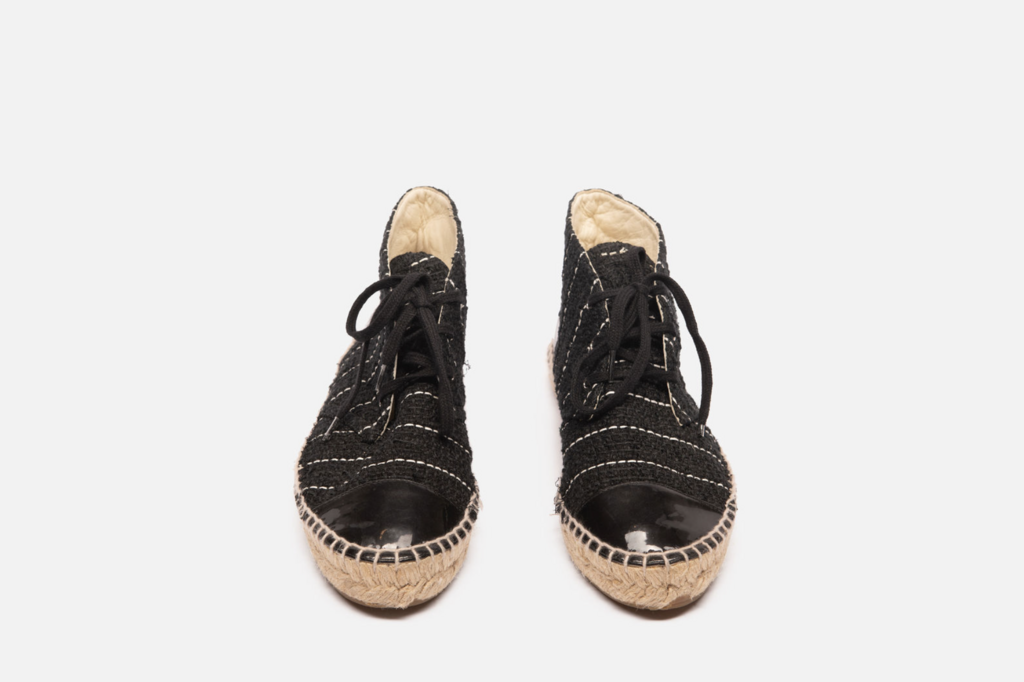 Chanel Black Tweed Espadrille High Tops