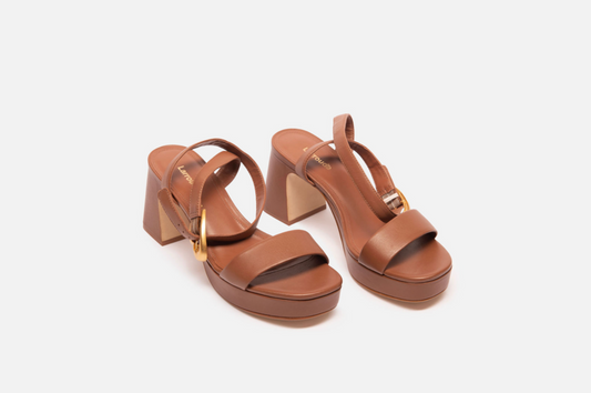 Larroude Brown Leather Platform Sandals