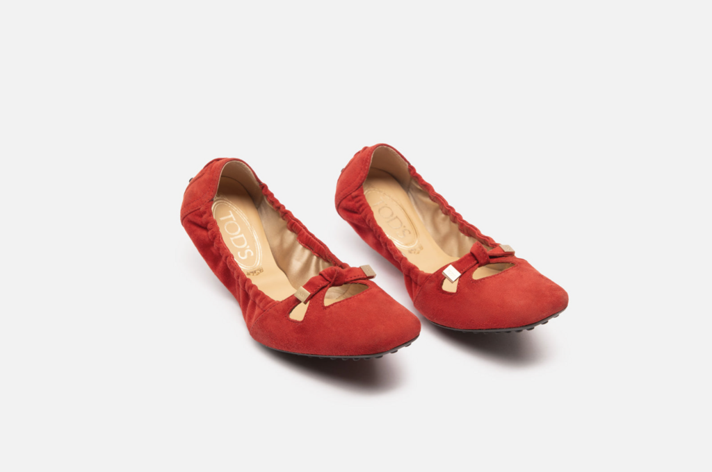 Tod's Red Suede Flats