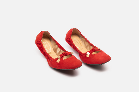 Tod's Red Suede Flats