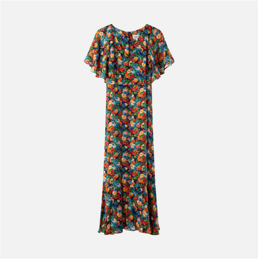 Liberty of London Multicolor Floral Silk Maxi Dress (est 550)
